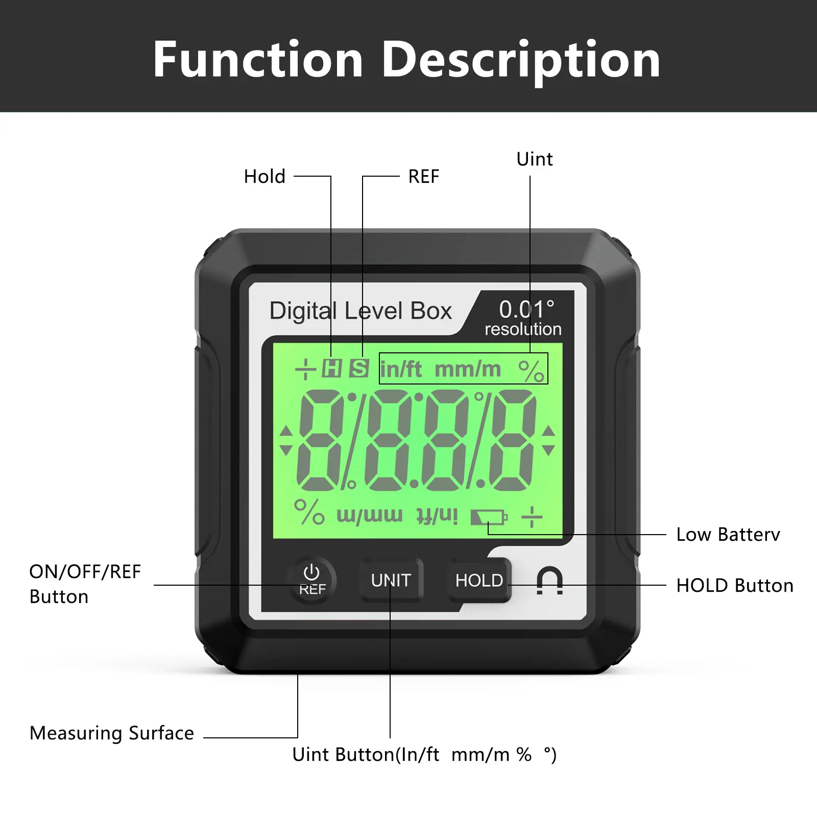 Digital Inclinometer Level Angle Gauge Meter Electronic Protractor With Magnetic Base LCD Precision Level Box Angle Finder Gauge