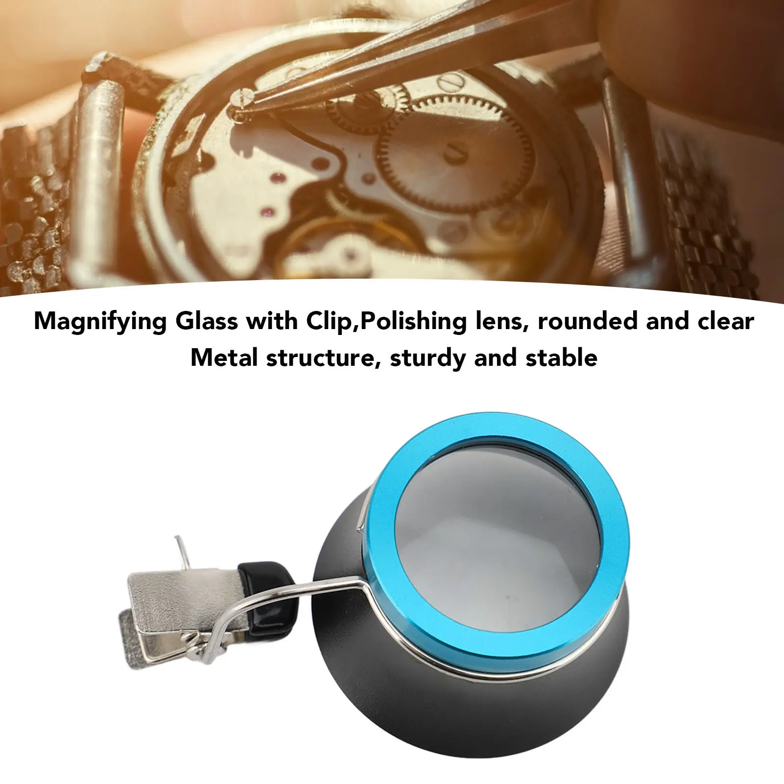 Portable Magnifying Glass for Watch Repair Compact Magnifier with Clip Jewelry Maintenance Magnifying Glass for Repair Tool
