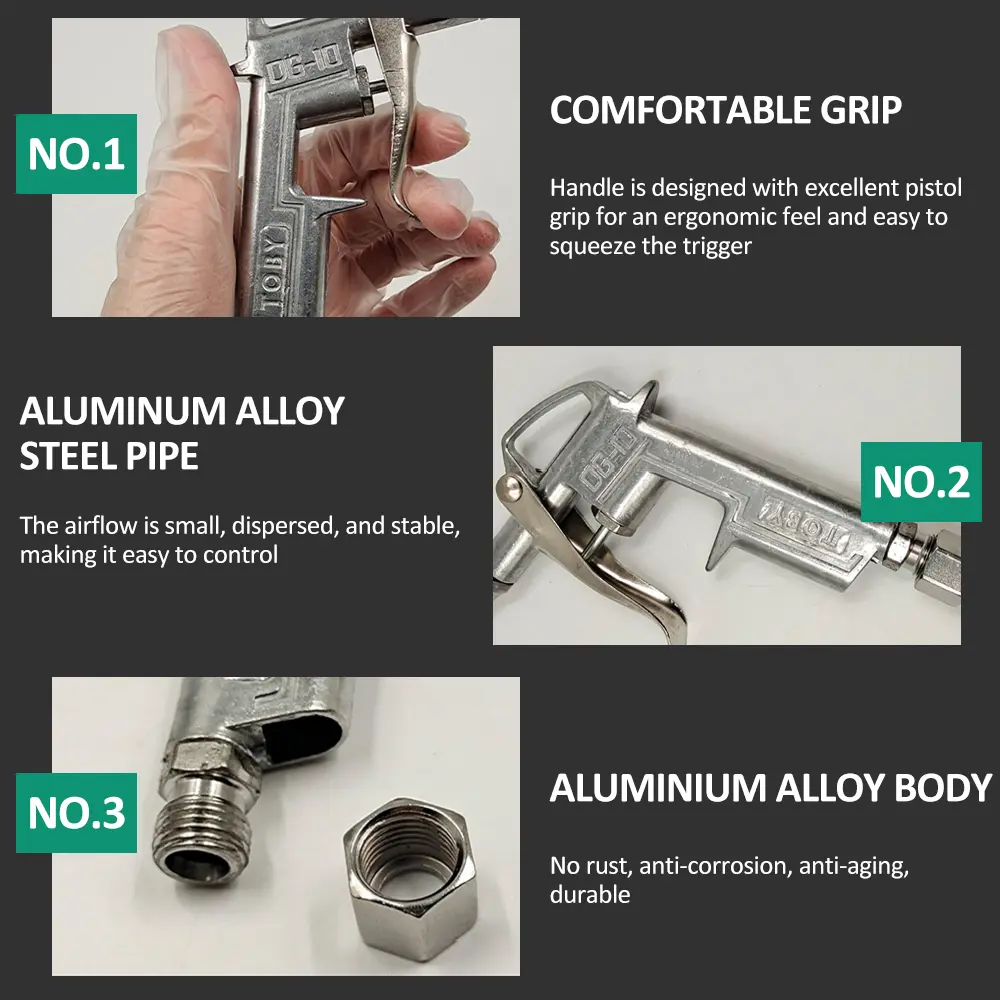 Mini Air Blow Gun Pneumatic Dust Blower Gun Air Spray Gun Dust Cleaning Air Blower with 2 Replacement Nozzle for Engine Cleaning