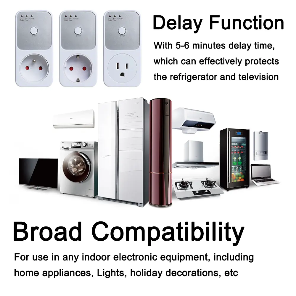 Automatic Refrigerator Protecting Switcher 170-260V Voltage Protector 5-6 Mins Relay Socket EU/USA UK Plug Electrical Stabilizer