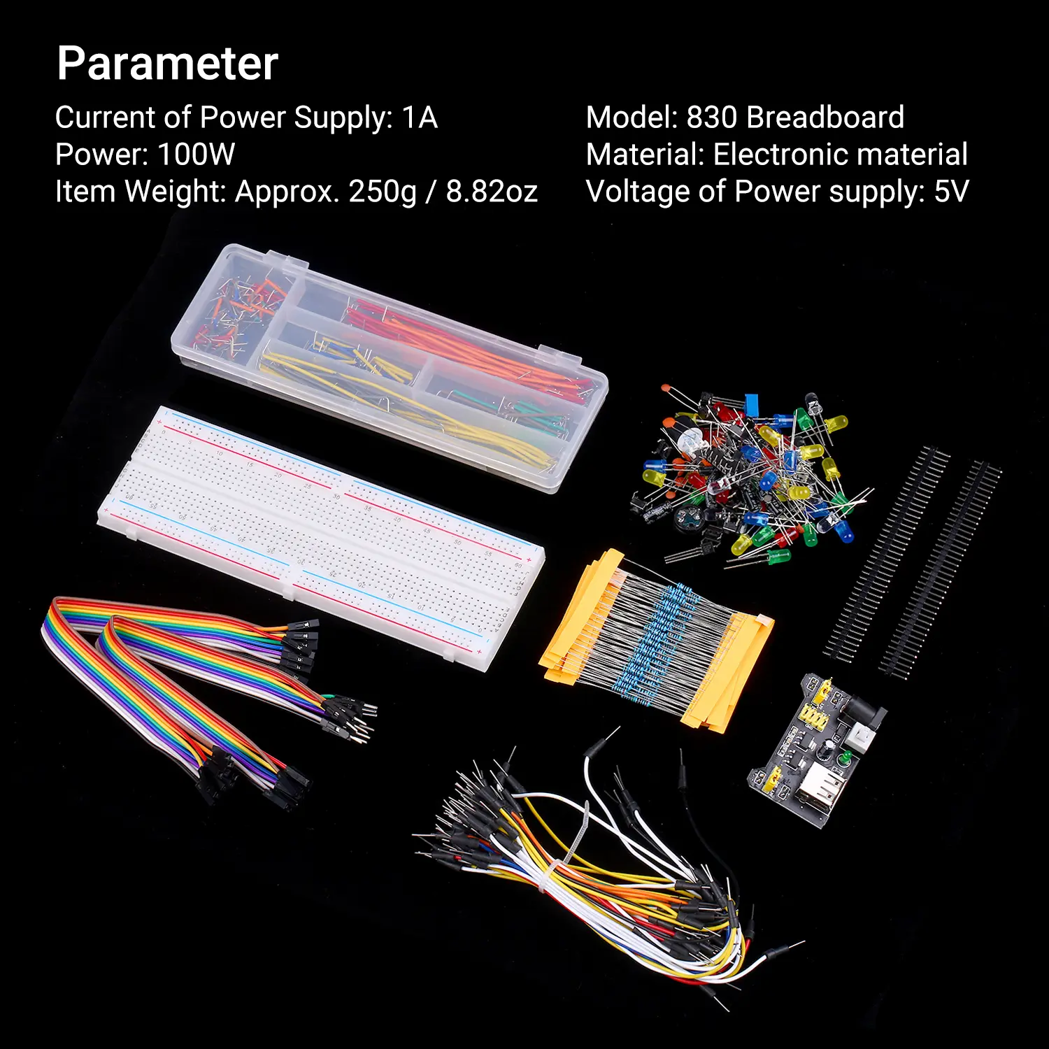 830 Breadboard Set Electronic Component Basic Starter Kit With Breadboard Cable Resistor Capacitor LED Potentiometer For Arduino