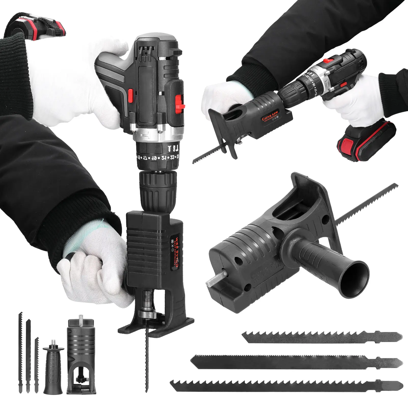 Electric Drill Modified To Electric Saws Accessory Electric Reciprocating Saws Drill to Jig Saws Cutting Tool  with 3 Sawblade
