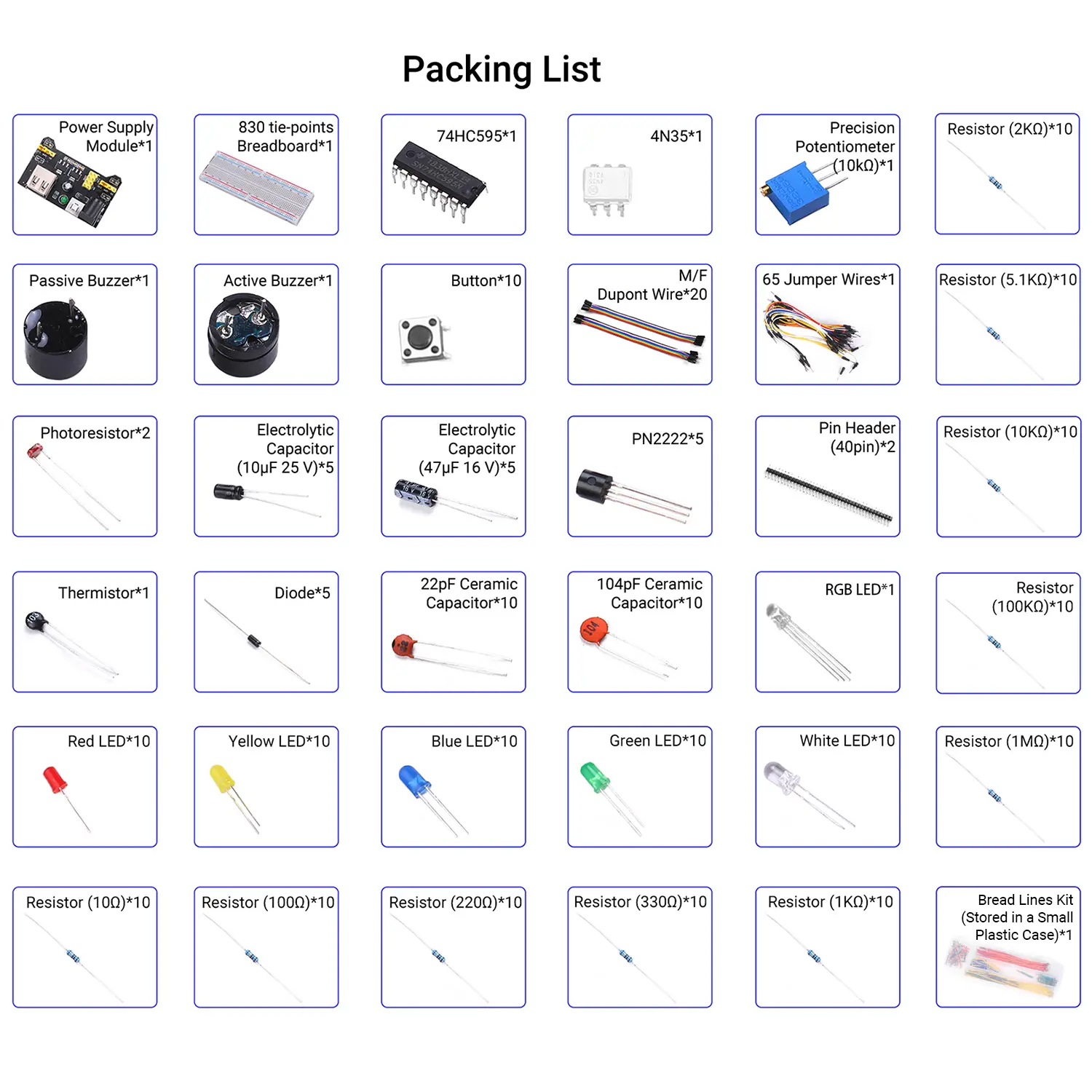 830 Breadboard Set Electronic Component Basic Starter Kit With Breadboard Cable Resistor Capacitor LED Potentiometer For Arduino