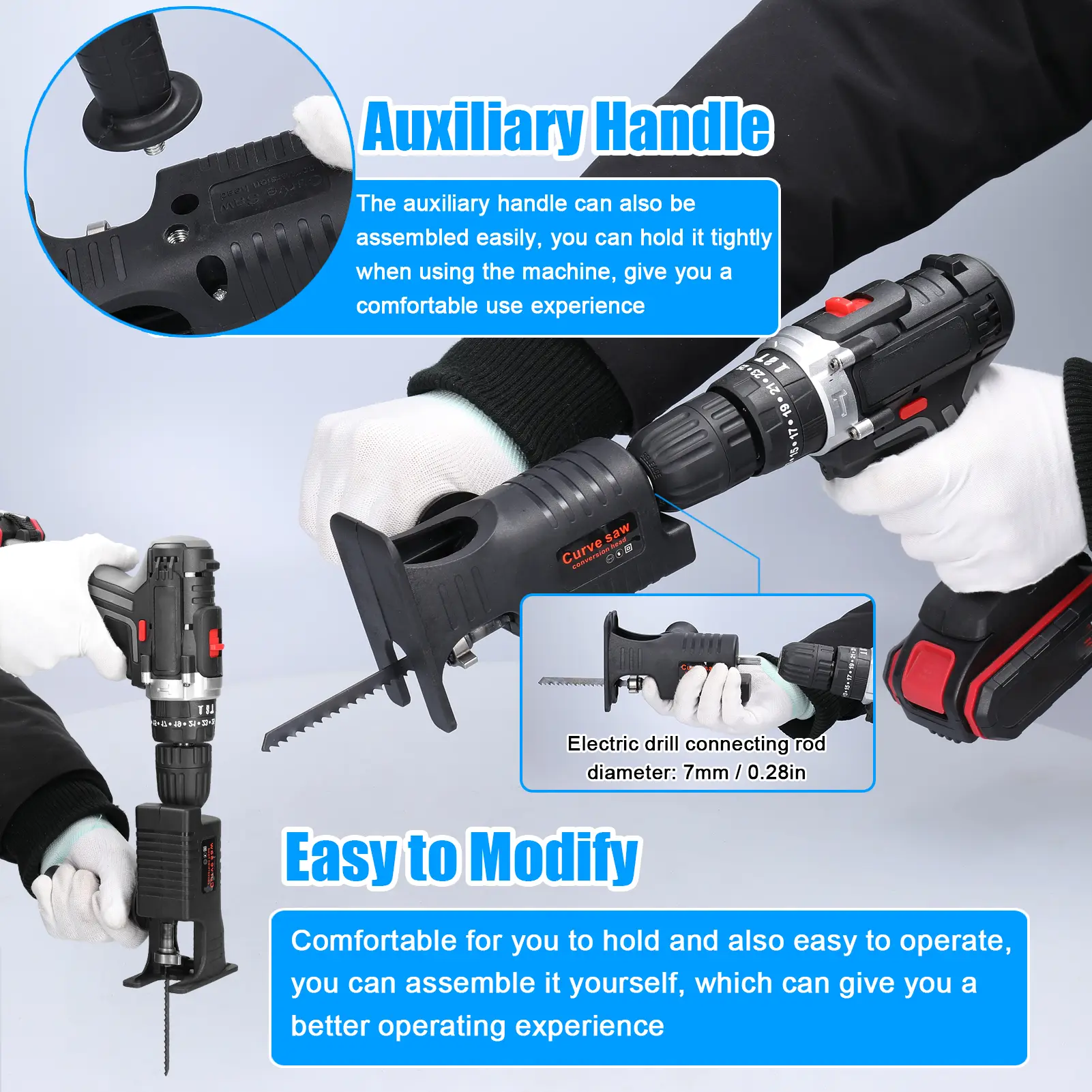Electric Drill Modified To Electric Saws Accessory Electric Reciprocating Saws Drill to Jig Saws Cutting Tool  with 3 Sawblade