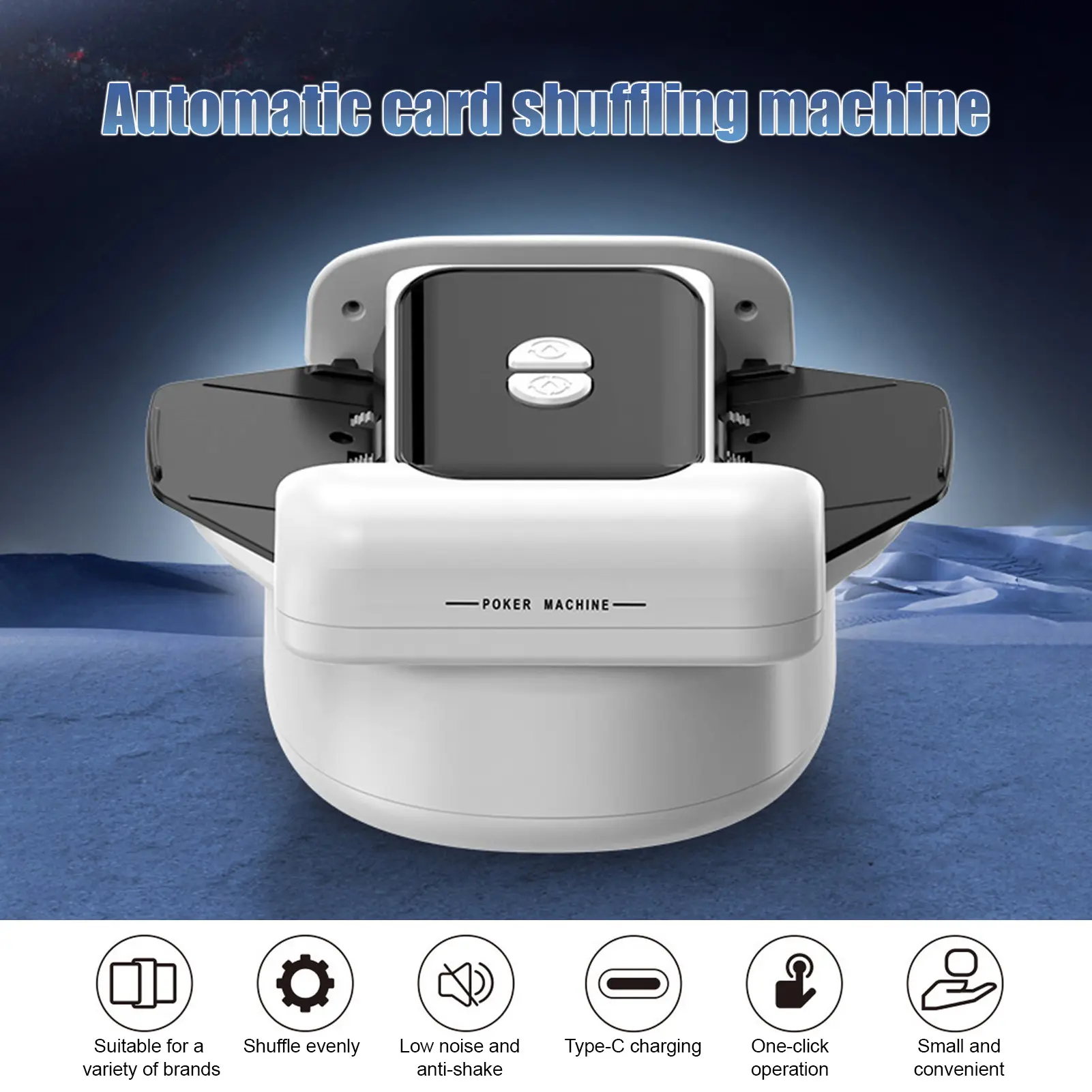 Automatic Card Shuffler 2 Deck Electric Casino Card Shuffler Rechargeable Cordless Poker Machine Built-in 1200mAh Battery