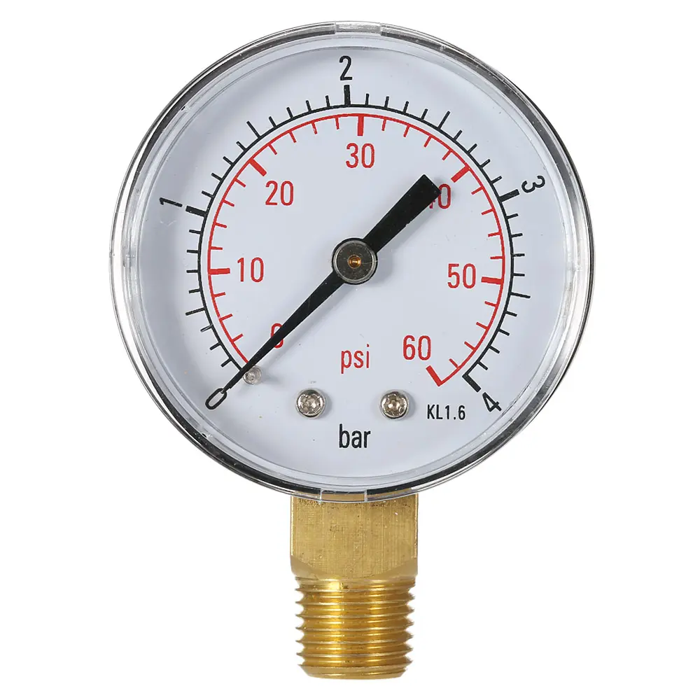 Mini Dual Scale Dial Gauge Pool Spa Filter Water Pressure Gauge Mini 0-60 PSI 0-4 Bar Side Mount 1/4 Pressure Gauge