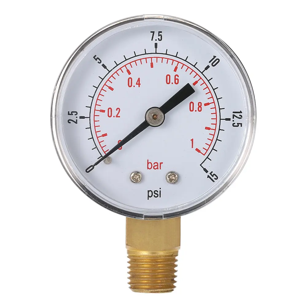 Mini Dual Scale Dial Gauge Pool Spa Filter Water Pressure Gauge Mini 0-60 PSI 0-4 Bar Side Mount 1/4 Pressure Gauge