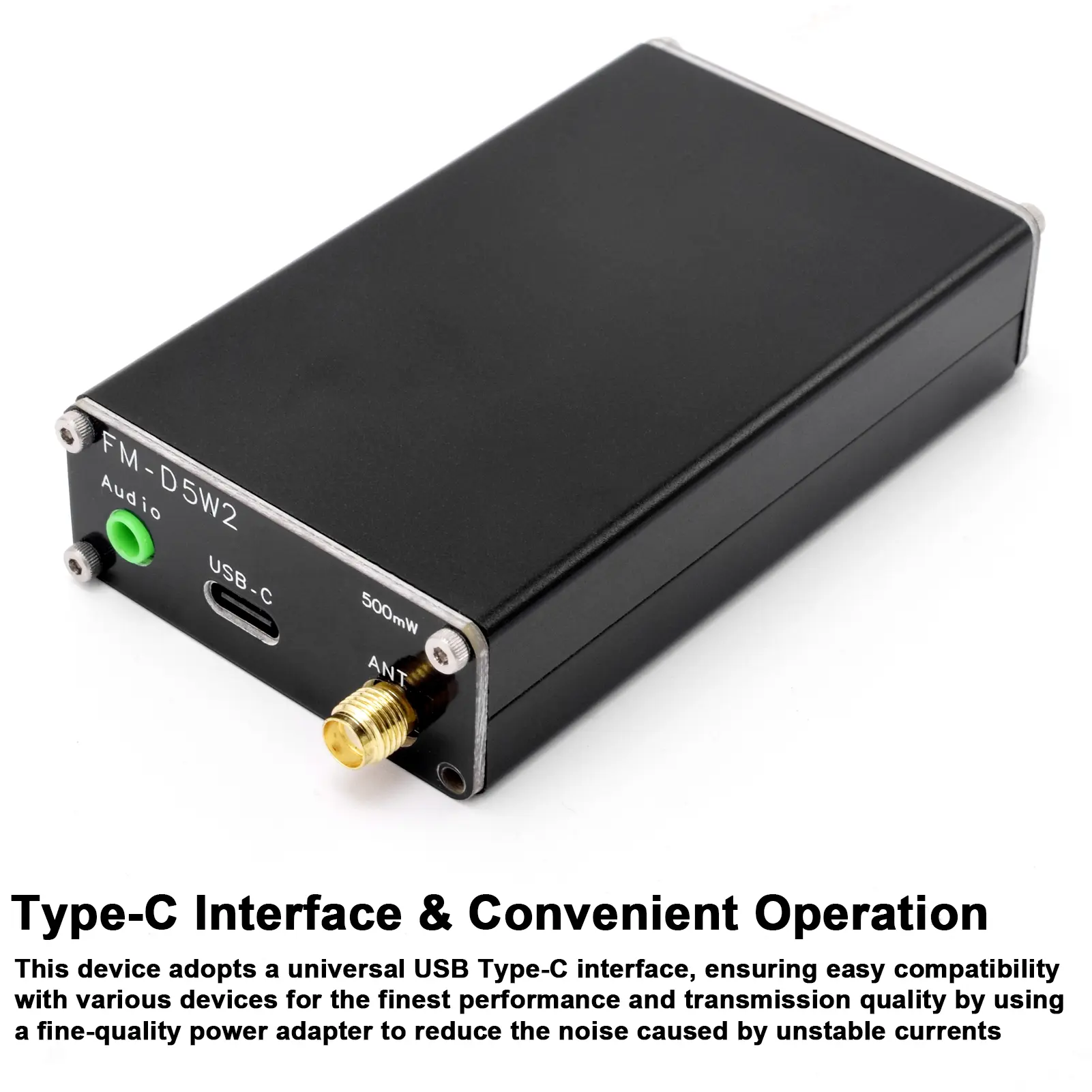 2KM 0.5W FM Transmitter 76M-108Mhz Digital Display Stereo FM Transmit TYPE-C USB Churches CAR Radio Broadcast Campus Station