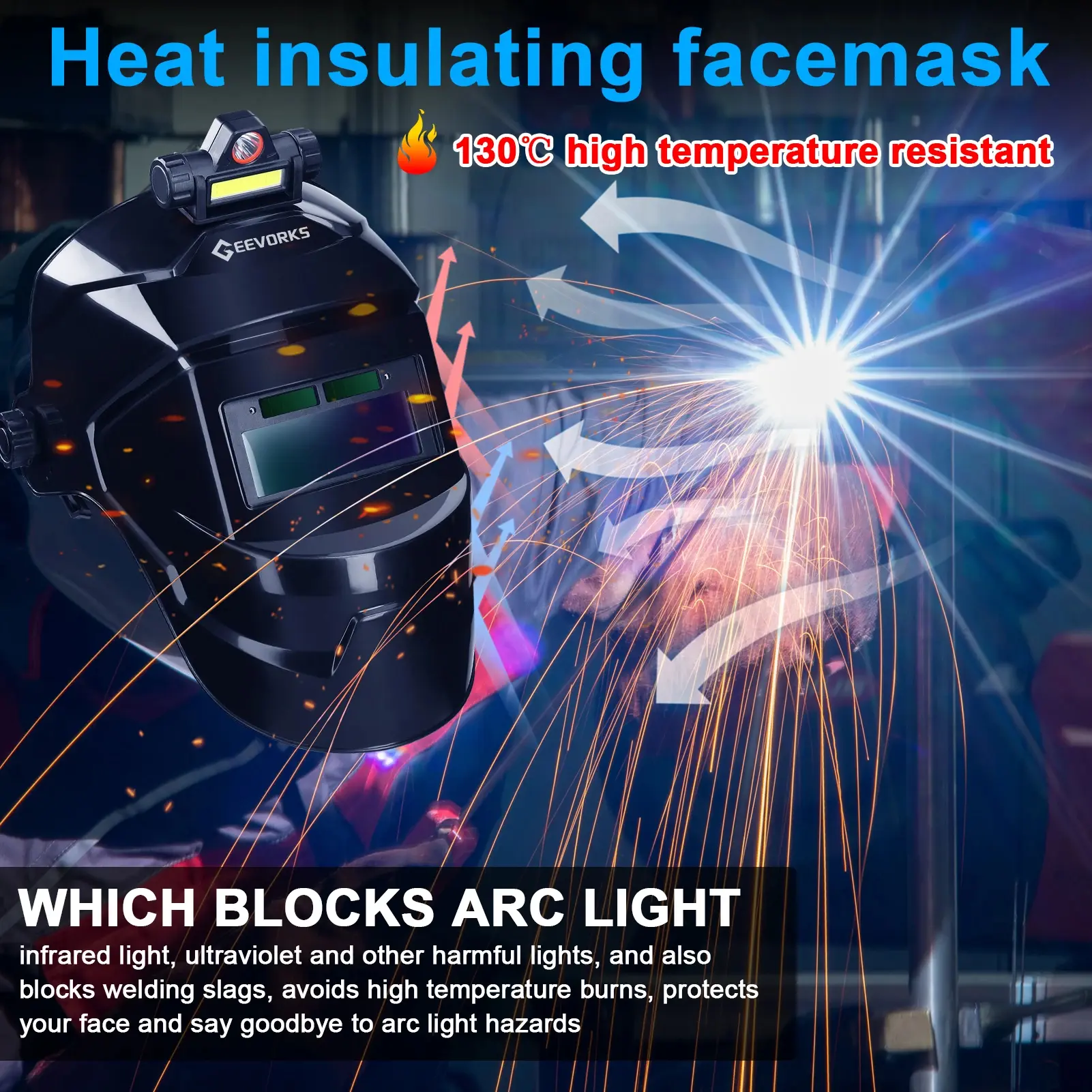 Welding Helmet Automatic Dimming Welding Mask Large View True Color Auto Darkening Welding Facemask for Arc Welding