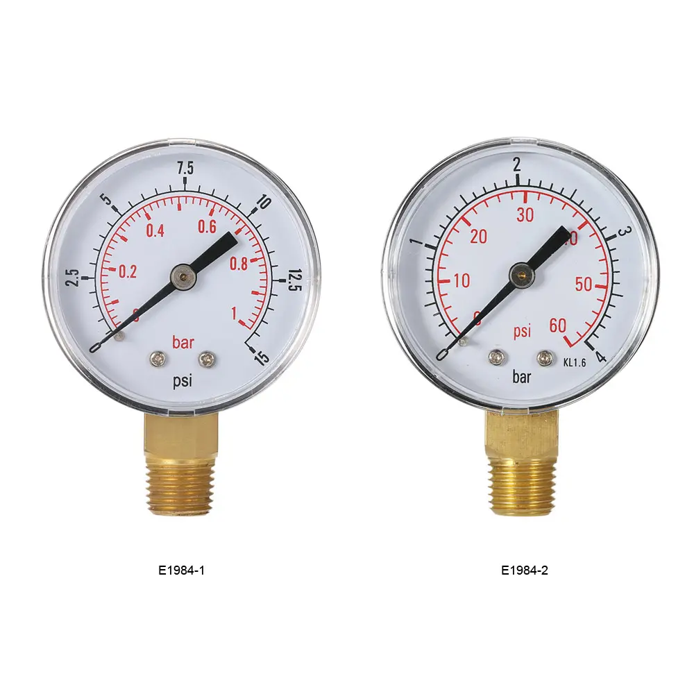 Mini Dual Scale Dial Gauge Pool Spa Filter Water Pressure Gauge Mini 0-60 PSI 0-4 Bar Side Mount 1/4 Pressure Gauge