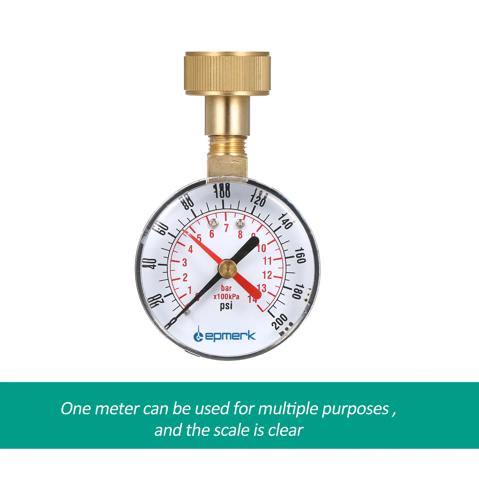 Lepmerk 2- 1/2'' Pressure Gauge Water Pressure Test Gauge 3/4'' Female Hose Thread 0-200 PSI with Red Pointer High Precision