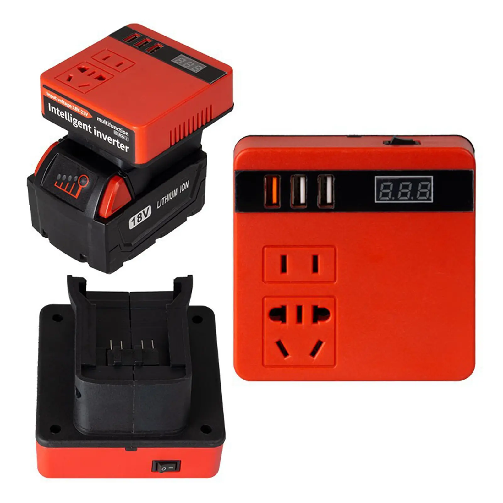 120W Lithium Battery Inverter Power Bank 18v 21v To 110v 220v Multi-Function Household Smart Transformer Outdoor Work Inverter