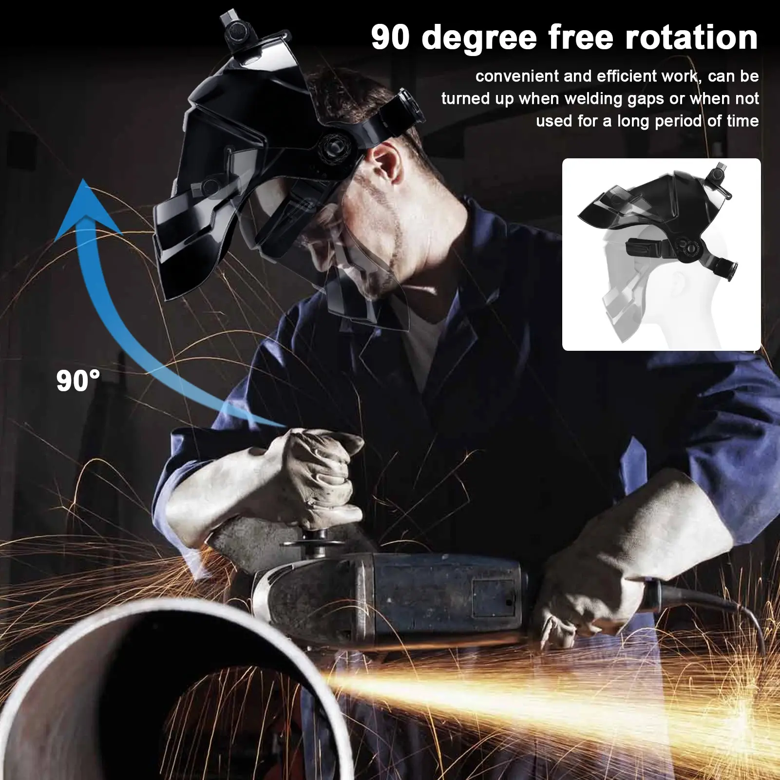 Welding Helmet Automatic Dimming Welding Mask Large View True Color Auto Darkening Welding Facemask for Arc Welding