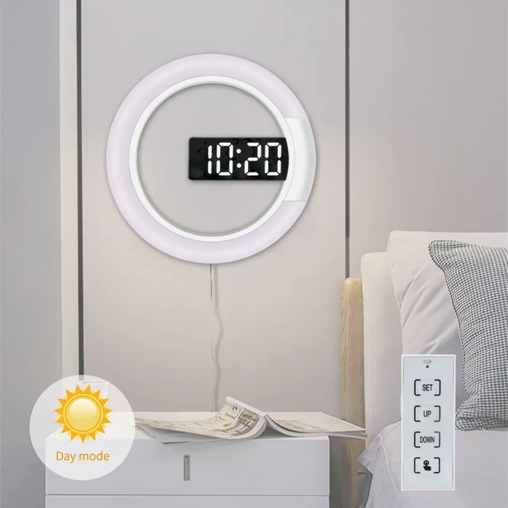 3D LED wall clock Digital Table Clock Alarm Mirror Hollow Wall Clock Modern Design Nightlight For Home Living Room Decorations