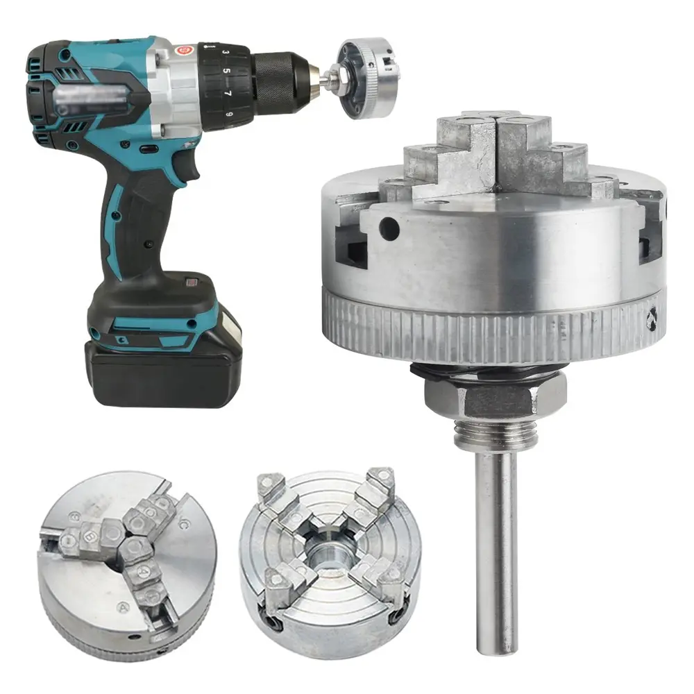 Chuck Zinc Alloy 4-Jaw Chuck Connecting Rod Self Centering Wood Turning Chuck Optional Clamp Accessory for Mini Metal Lathe