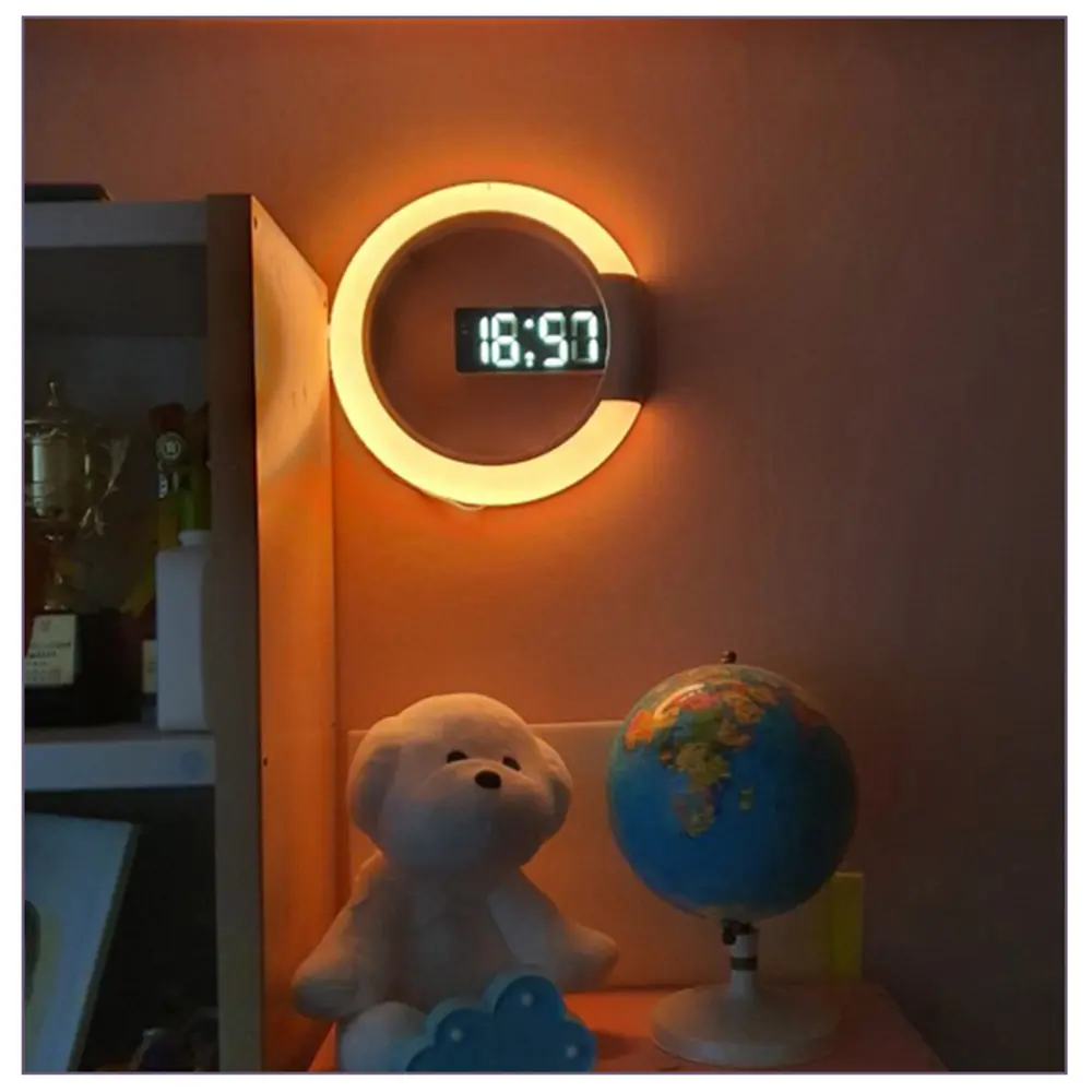 3D LED wall clock Digital Table Clock Alarm Mirror Hollow Wall Clock Modern Design Nightlight For Home Living Room Decorations
