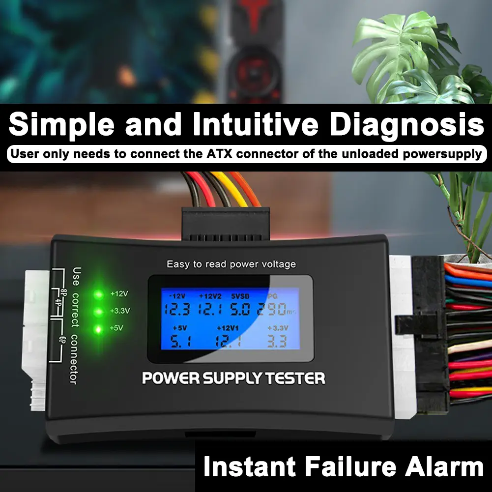 Digital LCD Power Supply Tester Multifunction Computer 20 24 Pin Sata LCD PSU HD ATX BTX Voltage Test Source