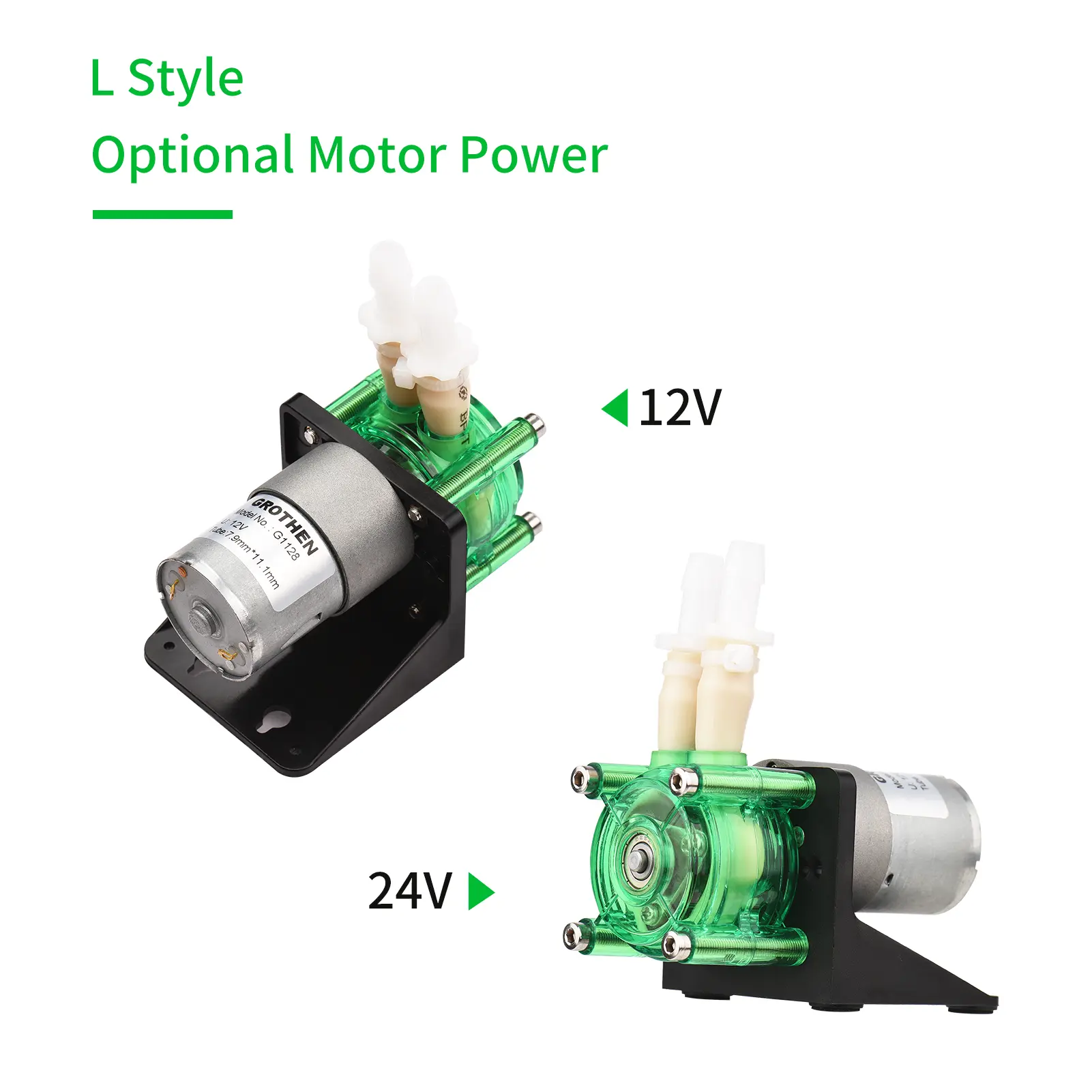 GROTHEN DC 24V Dosing Pump Peristaltic Pump Mini Water Liquid Pump Large Flowrate Peristaltic BPT Tube Self-Priming 700mL/min