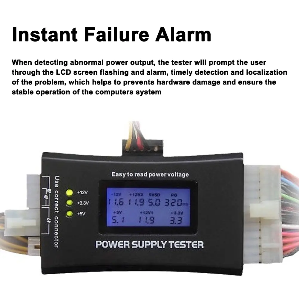 Digital LCD Power Supply Tester Multifunction Computer 20 24 Pin Sata LCD PSU HD ATX BTX Voltage Test Source