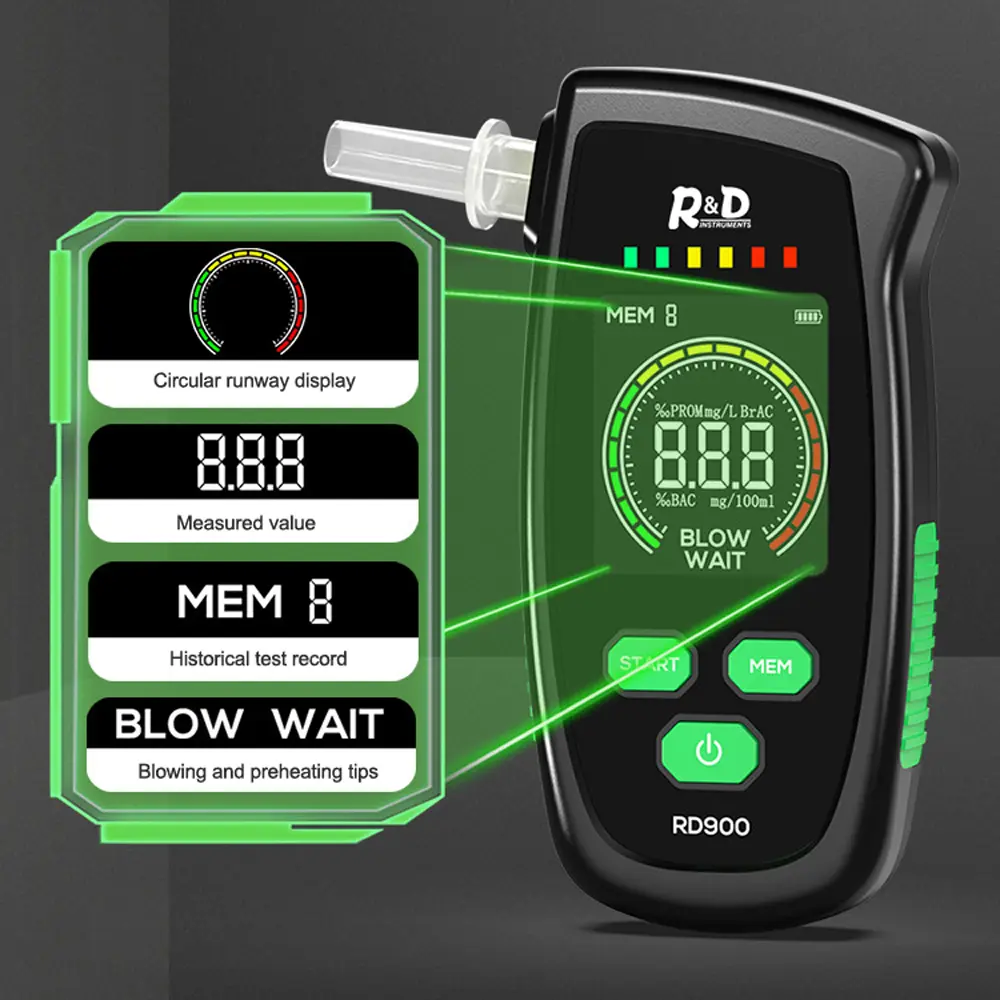 Handheld Alcohol Tester LCD Screen Digital Alcohol Detector Alcohol Breath Tester Breathalyzer Alcotest High Accurancy