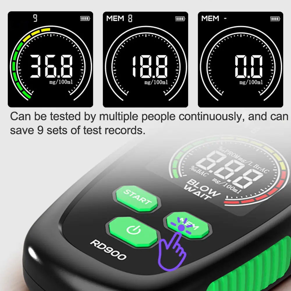 Handheld Alcohol Tester LCD Screen Digital Alcohol Detector Alcohol Breath Tester Breathalyzer Alcotest High Accurancy