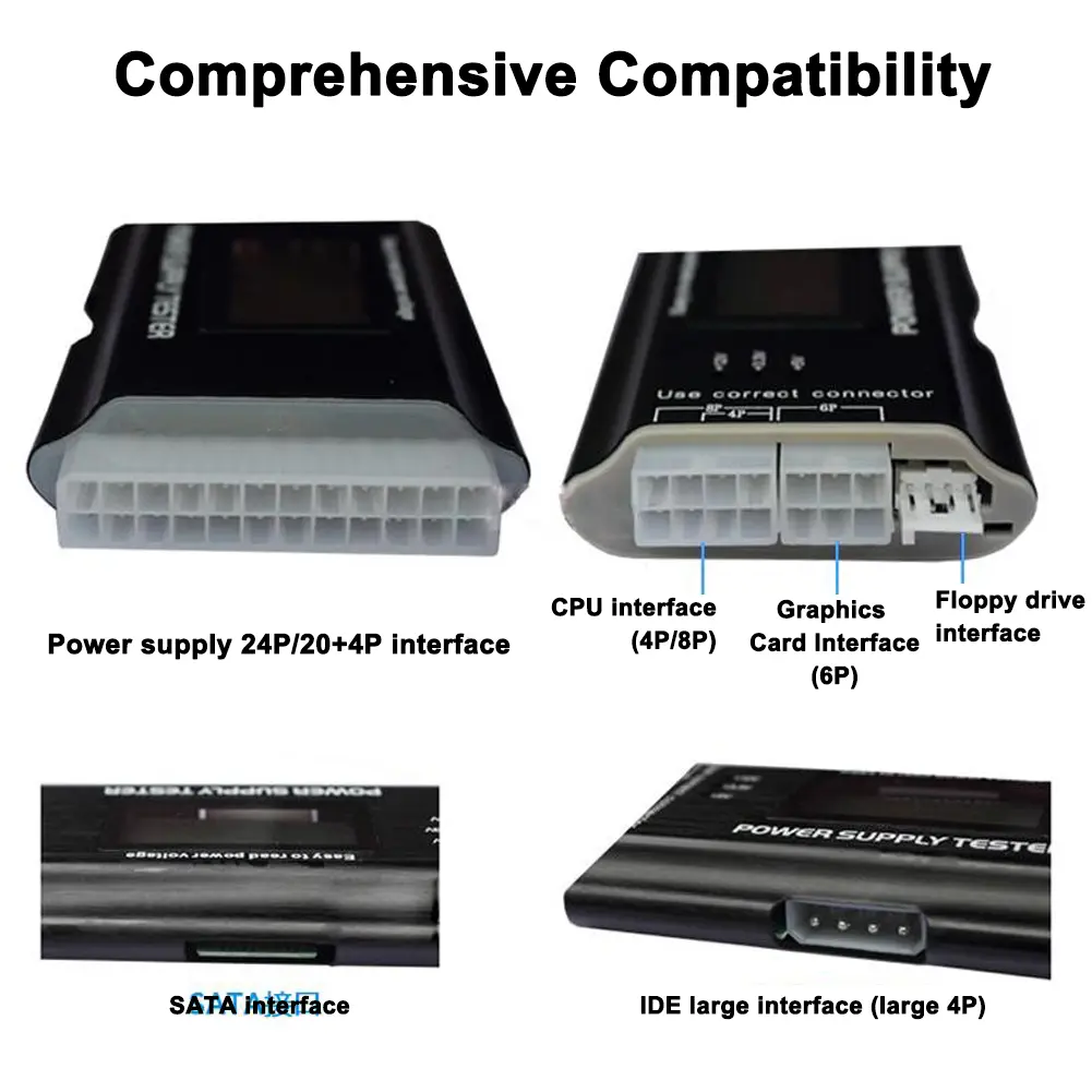 Digital LCD Power Supply Tester Multifunction Computer 20 24 Pin Sata LCD PSU HD ATX BTX Voltage Test Source