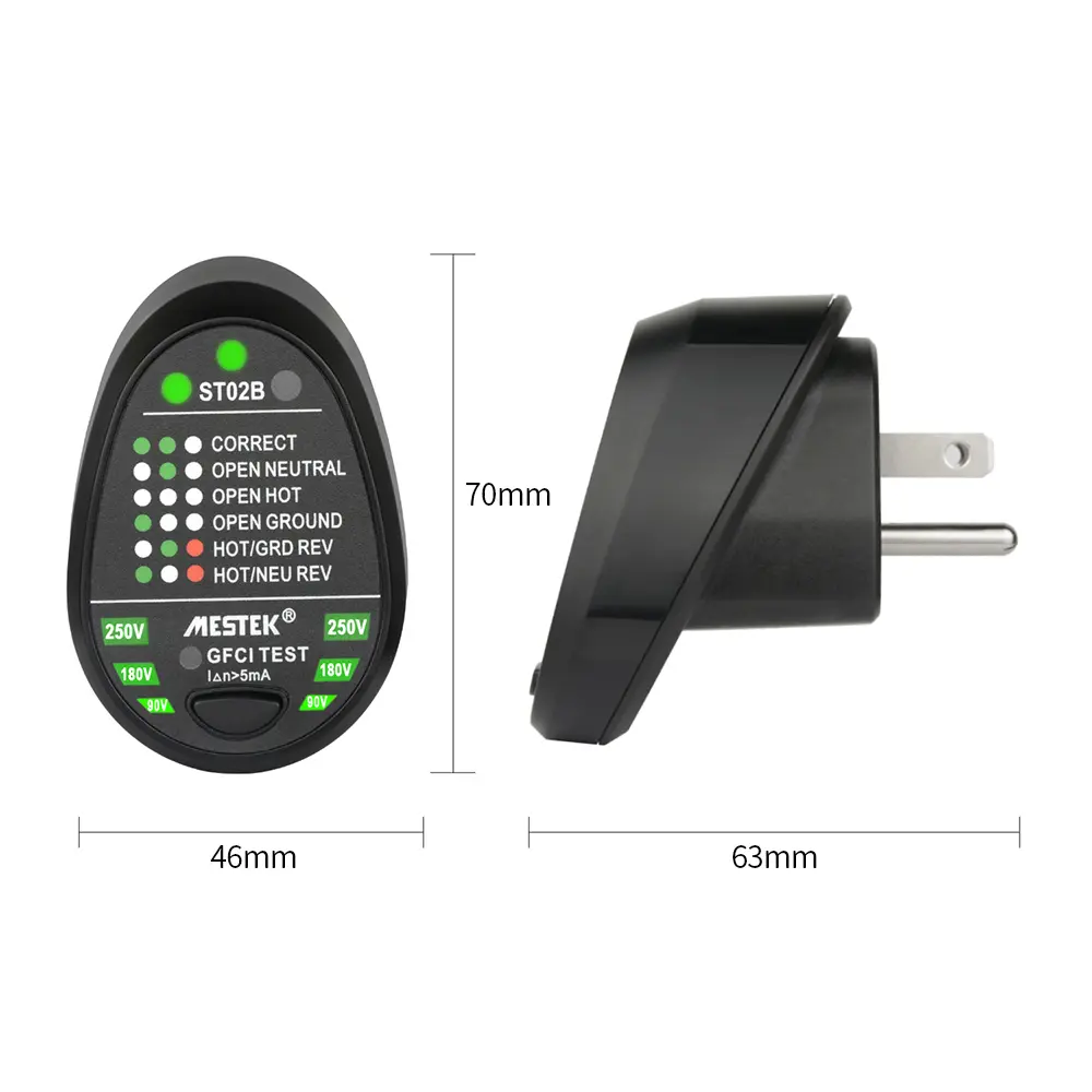 MESTEK Advanced RCD Electric Socket Tester Automatic Neutral Live Earth Wire Testing Circuit Polarity Detector Wall