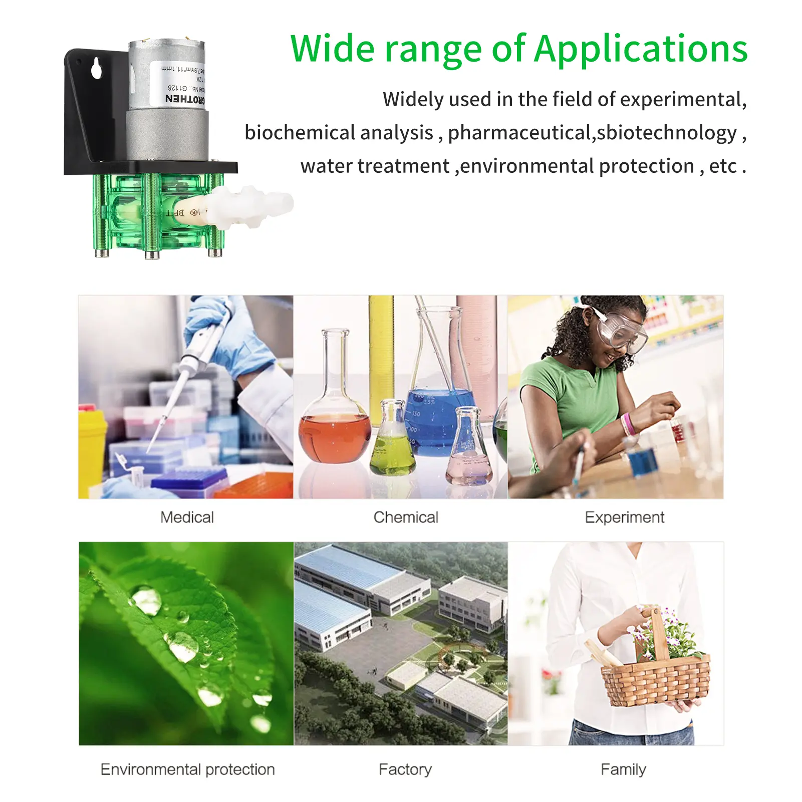 GROTHEN DC 24V Dosing Pump Peristaltic Pump Mini Water Liquid Pump Large Flowrate Peristaltic BPT Tube Self-Priming 700mL/min