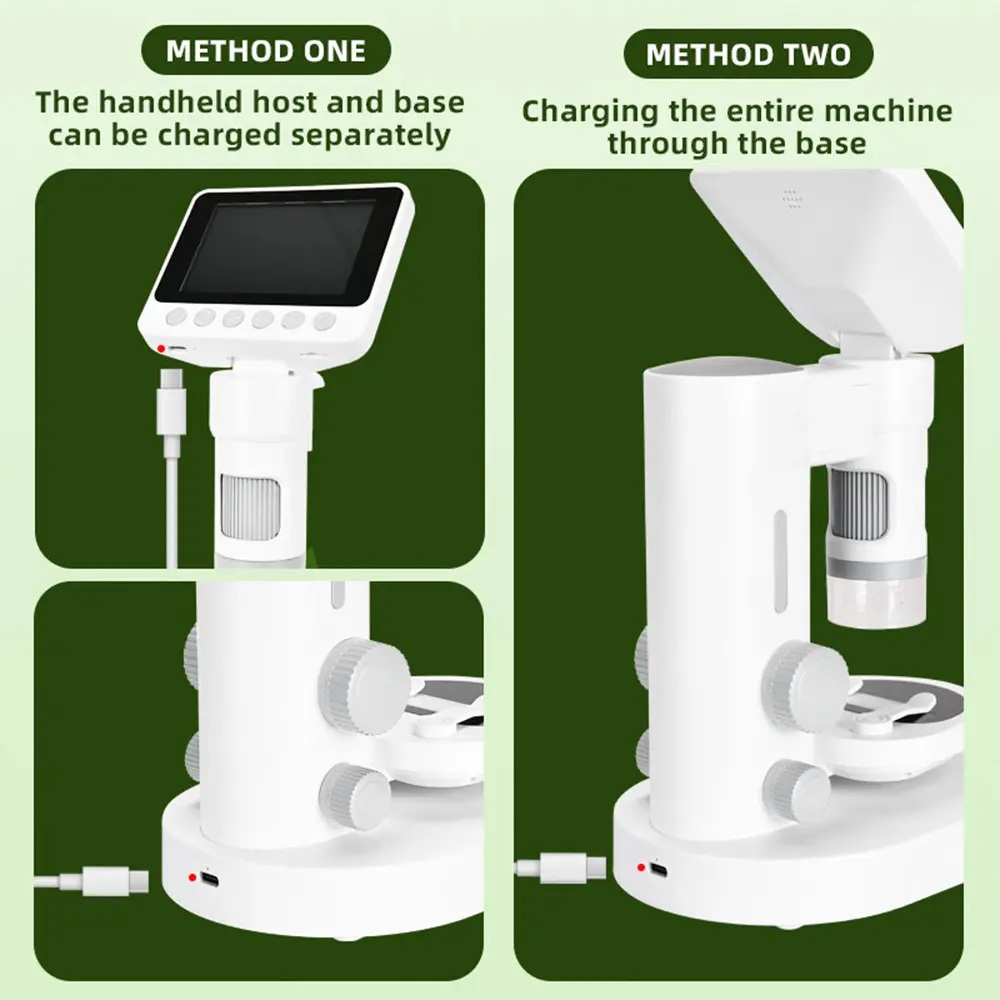 1080P Microscope with Base for Kids 1000X Portable Handheld Telescope 3.5'' HD Screen LED Lighted Pocket Digital Microscope