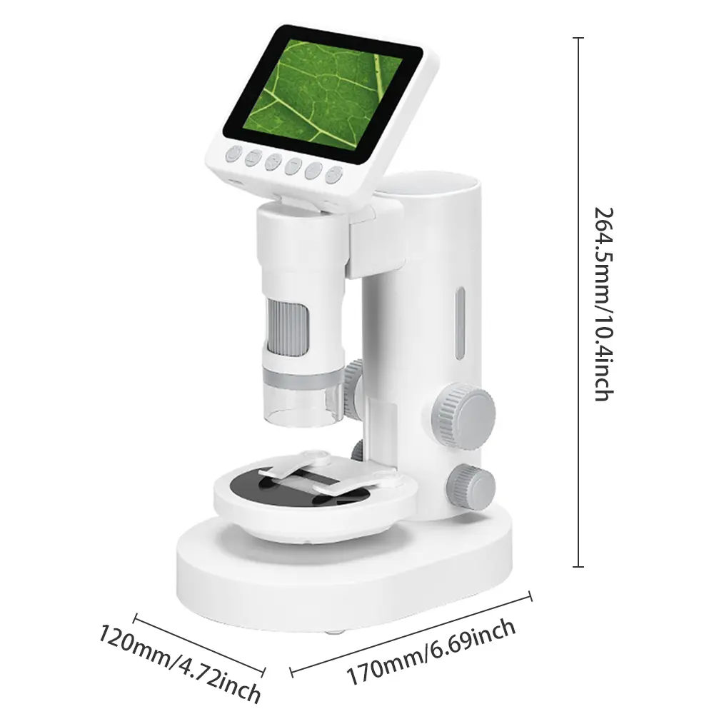 1080P Microscope with Base for Kids 1000X Portable Handheld Telescope 3.5'' HD Screen LED Lighted Pocket Digital Microscope