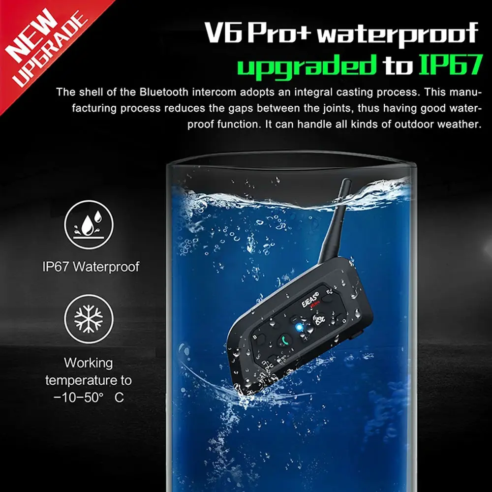 EJEAS V6 PRO Bluetooth Motorcycle Helmet Intercom battery,Increase the capacity to store electricity
