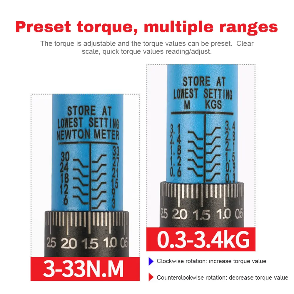 Adjustable Torque Wrench Set 1/4Inch Drive Spanner Kit 3-33N.m Hand Tool Bicycle Motorbike Car Repairing Accessory