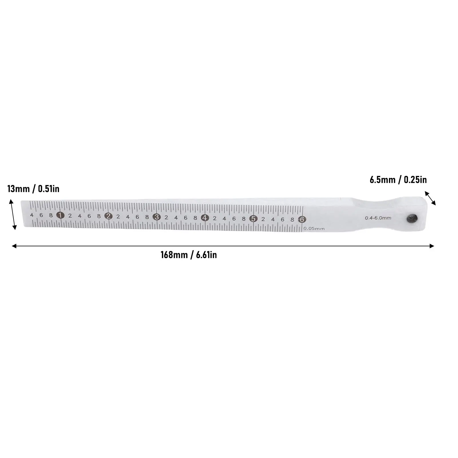 Taper Gap Gage Gap Width Measuring Tool 0.05mm Accuracy Anti Rusty 0.4-6mm Range Stainless Steel Clear Scales for Construction