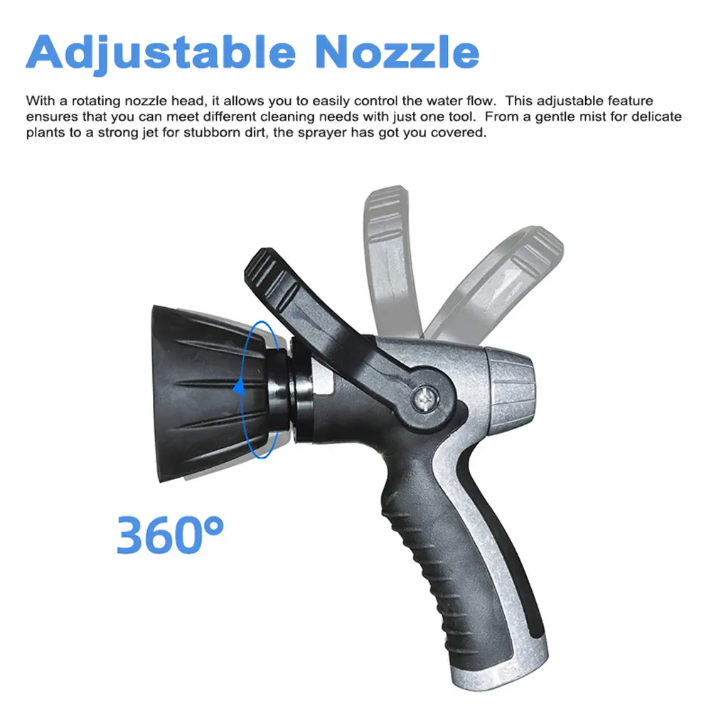 Heavy Duty Garden Hose Nozzle High Pressure Metal Water Sprayer with Adjustable Watering Modes for Car Washing Garden Watering
