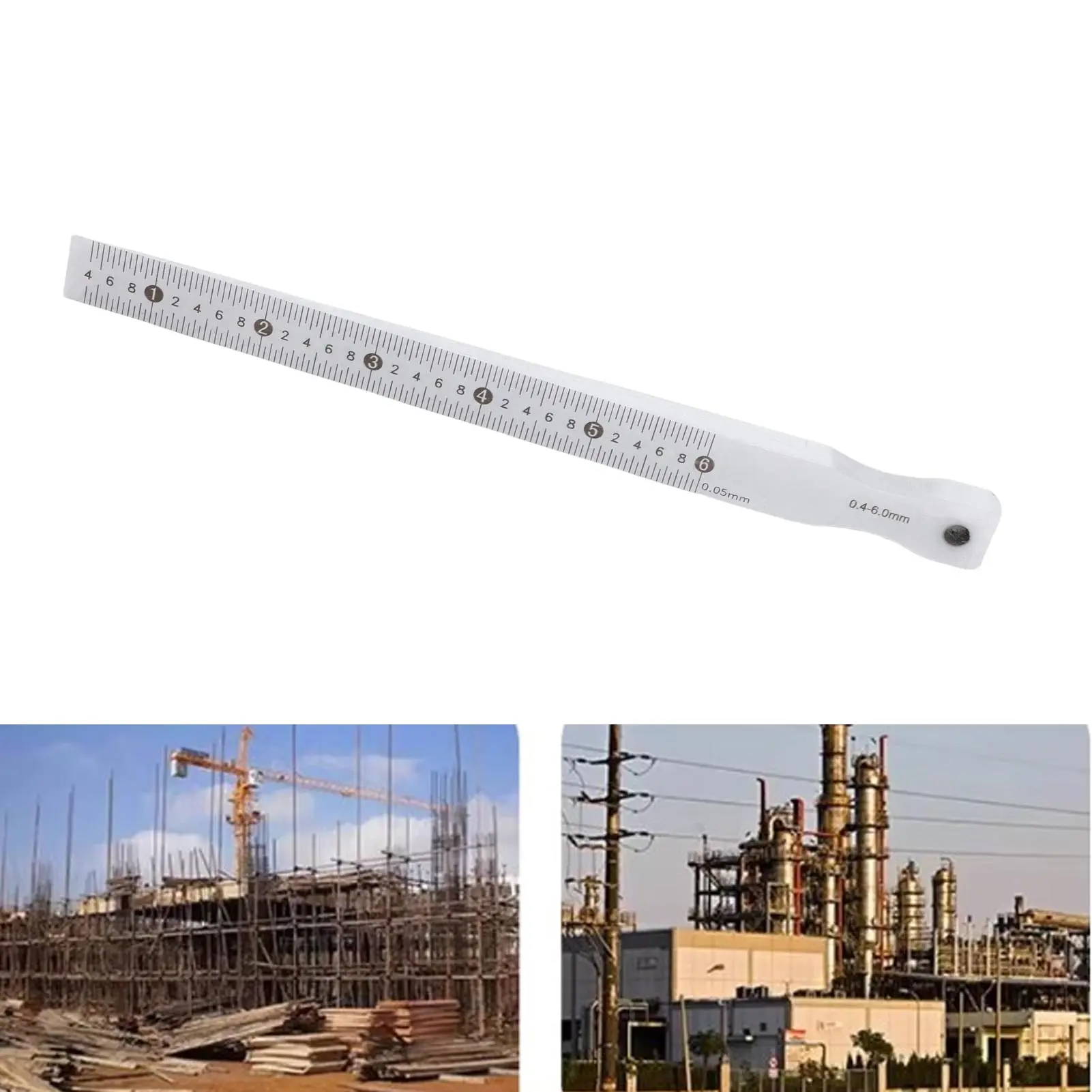 Taper Gap Gage Gap Width Measuring Tool 0.05mm Accuracy Anti Rusty 0.4-6mm Range Stainless Steel Clear Scales for Construction