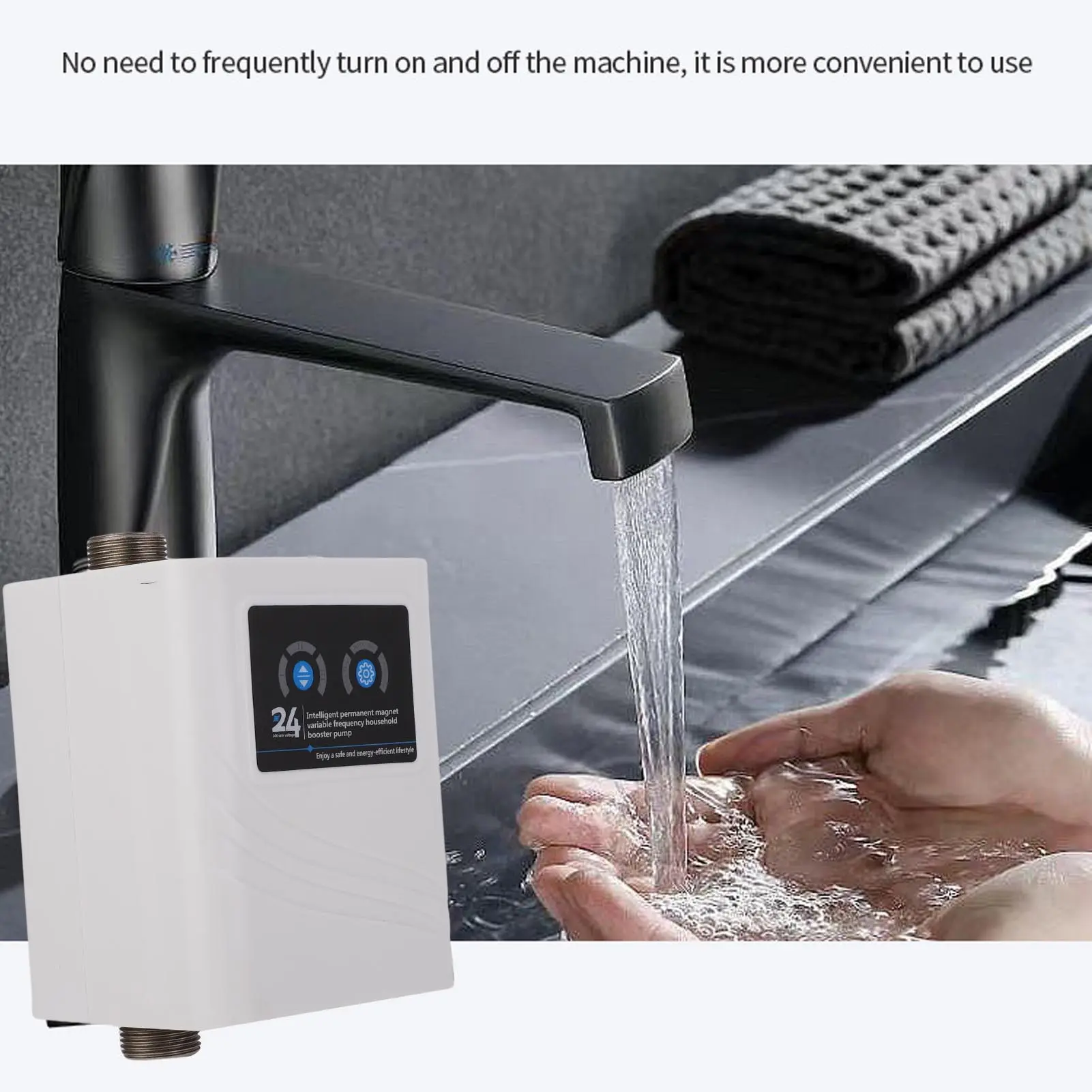 Water Pressure Booster Pump Automatic Water Pressure Booster Pump Intuitive Touch Control Panel 3 Gears Adjustable for Faucets