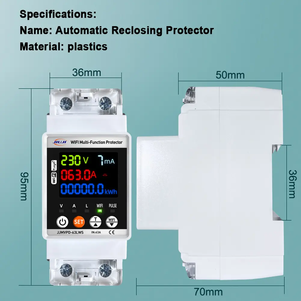 Tuya WiFi Automatic Intelligent Circuit Breaker Single Phase Digital Adjustable Voltage Current Leakage Protective Devic