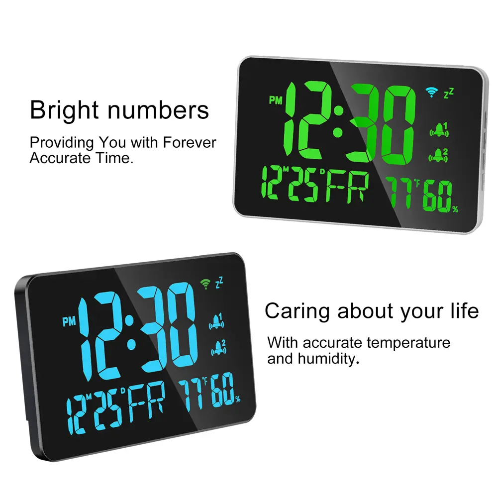 Tuya WiFi Desktop Clock Intelligent Thermometer Hygrometer Electronic Alarm CLock Table Decor For Living Room Bedroom