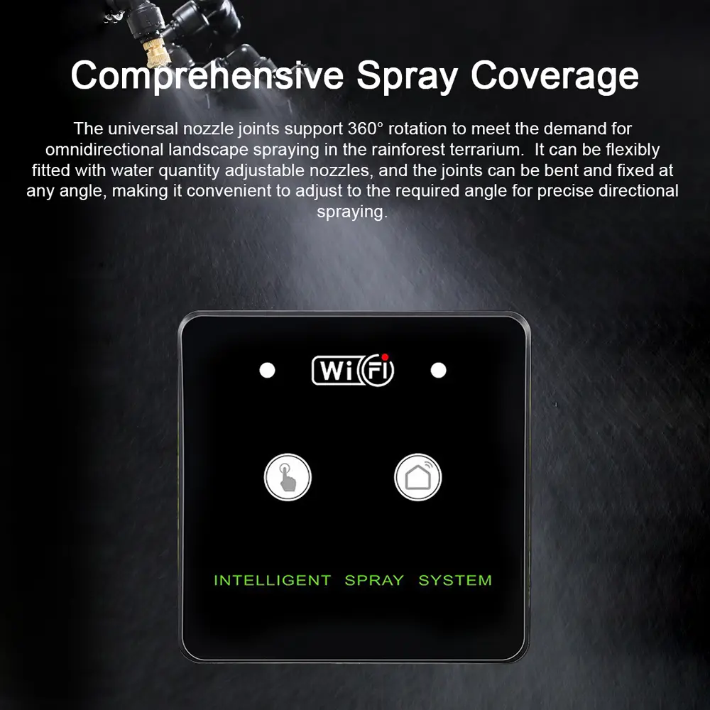 360° Rotatable Wifi Rainforest Terrarium Timed Fogging System Reptile Intelligent Humidification Spray Kit Automatic Sprayer