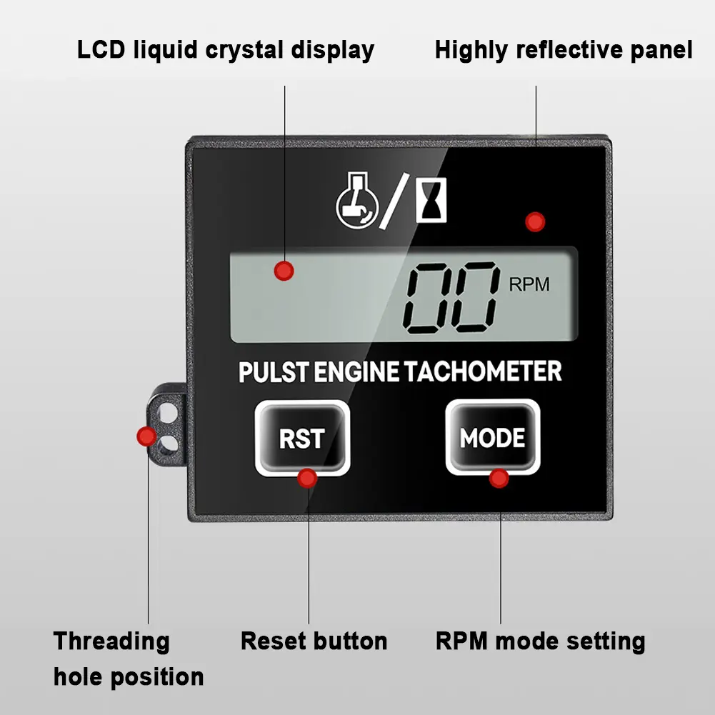 Induction Chainsaw Lawn Mower High Tachometer Digital LCD Display Inductive Pulse Tachometer Gasoline Engine Debugging Timer