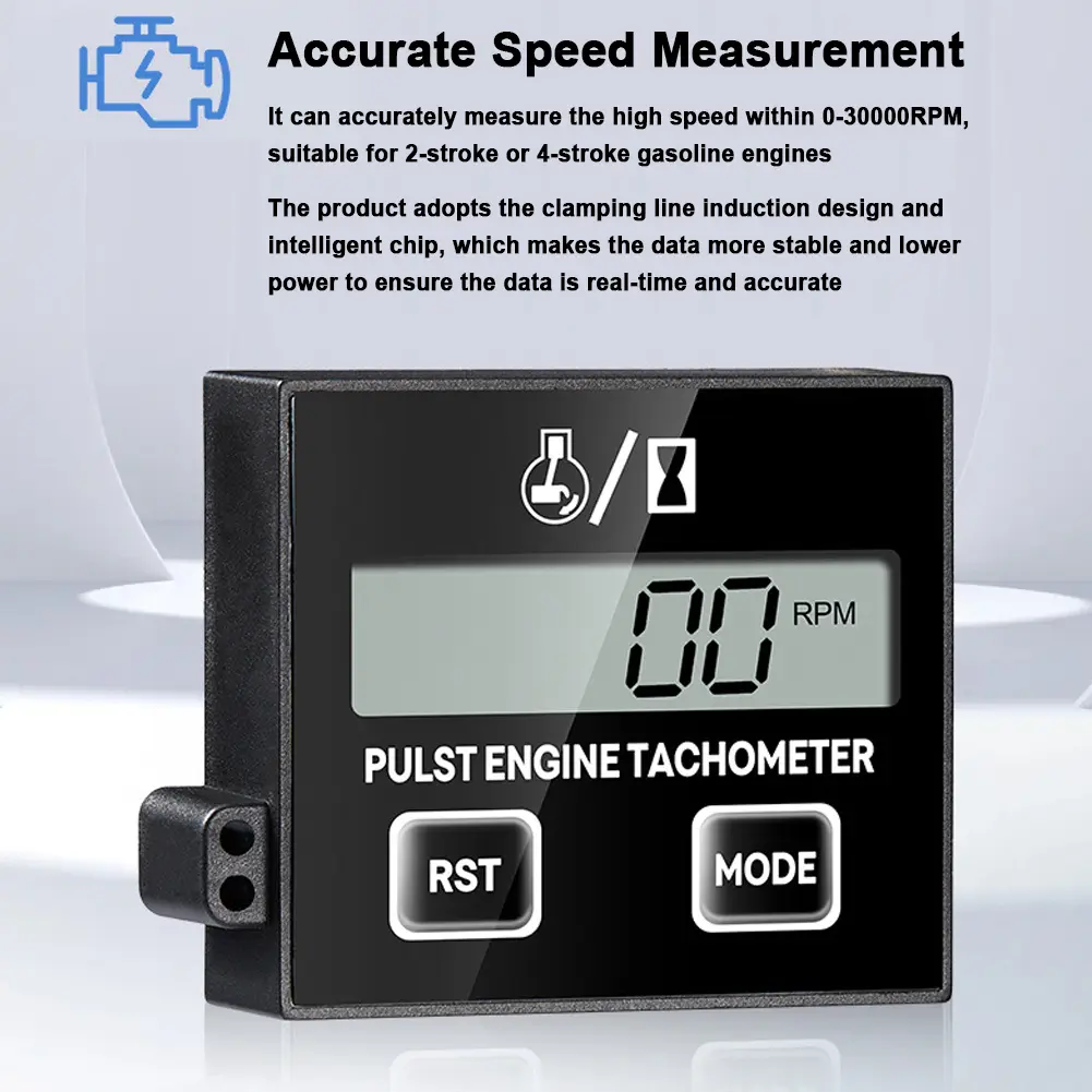Induction Chainsaw Lawn Mower High Tachometer Digital LCD Display Inductive Pulse Tachometer Gasoline Engine Debugging Timer