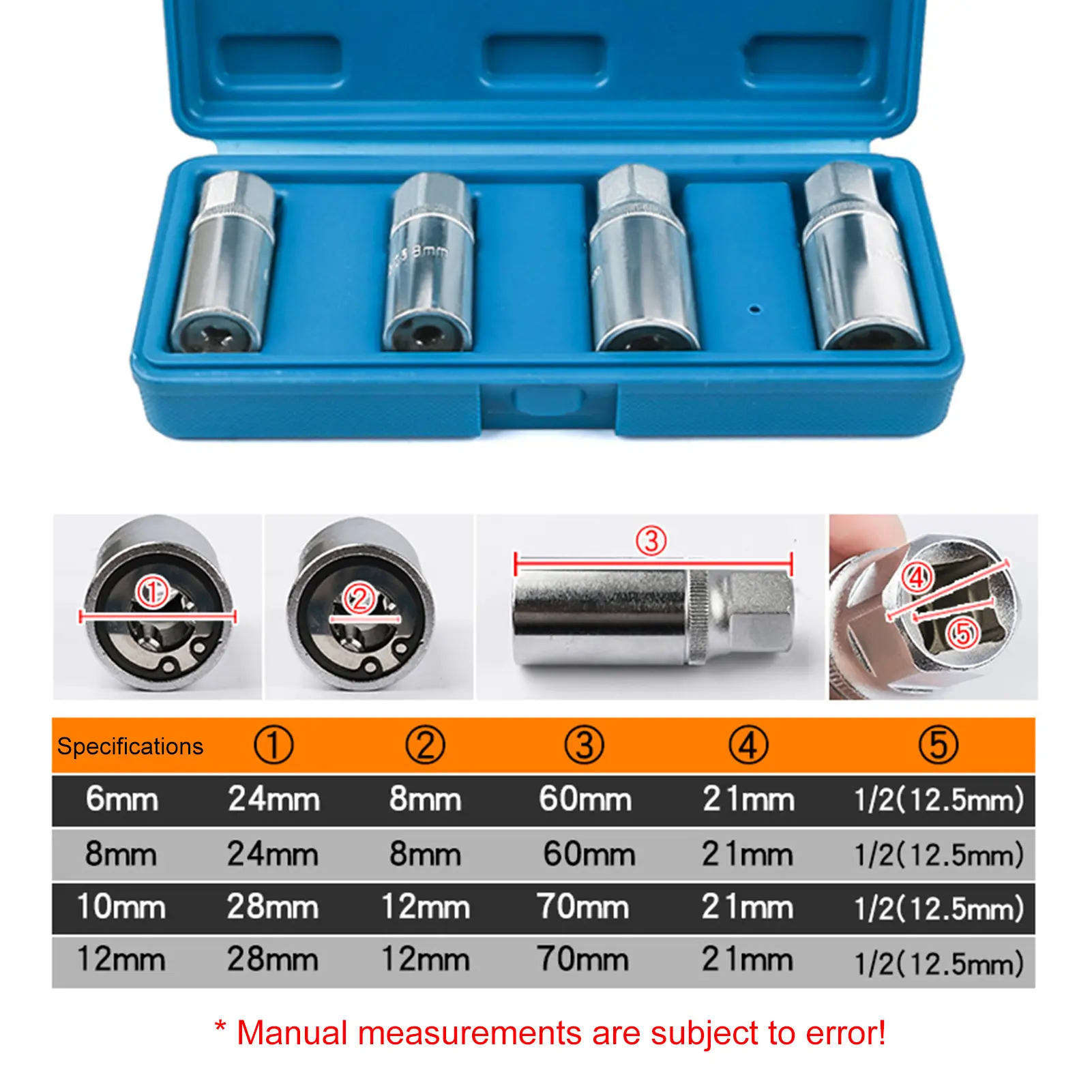 4Pcs Nut Screw Remover Extractor 6-12mm Removal Set Bolt Impact Damaged Nut Screw Removal Socket Wrench Extractor Hand Tool Kit