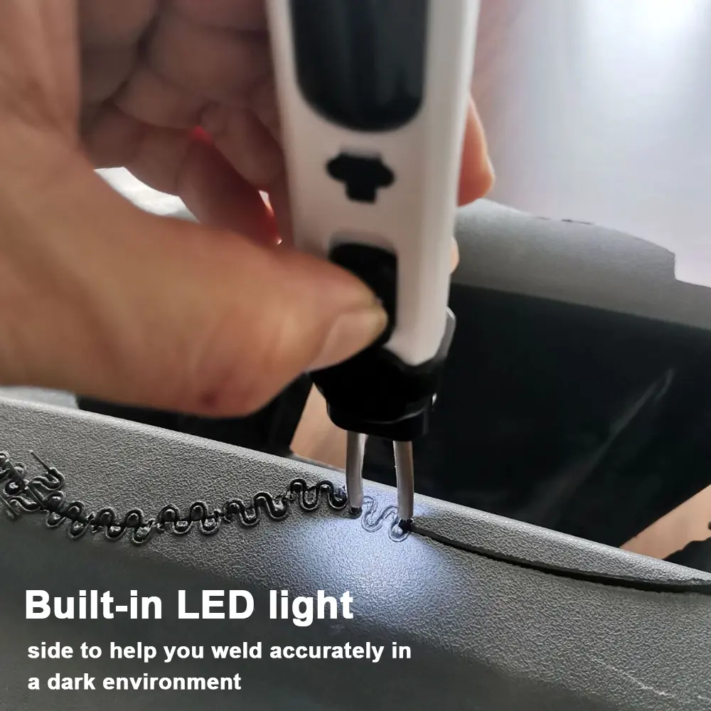 Portable Handheld Plastics Welding Machine Thermal Cutting Hot Stapler Plastics Hole Repairing Tool Set with LED Light