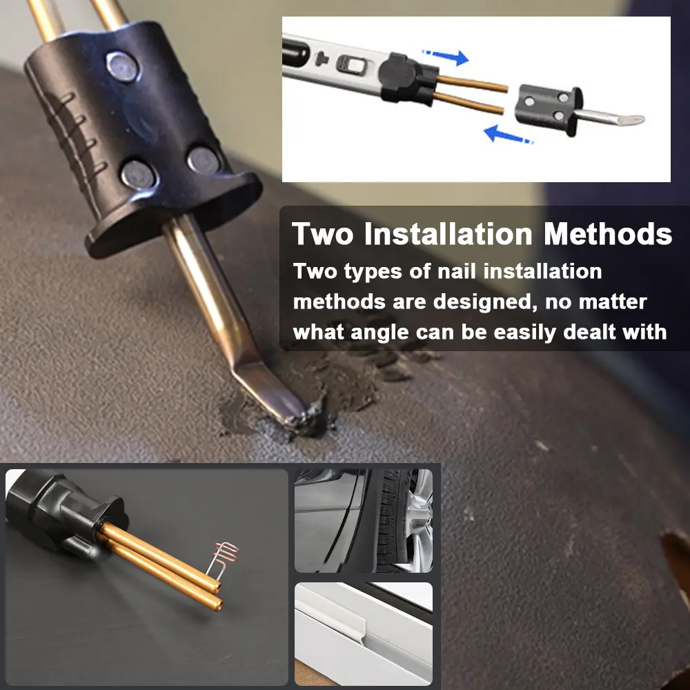 Portable Handheld Plastics Welding Machine Thermal Cutting Hot Stapler Plastics Hole Repairing Tool Set with LED Light