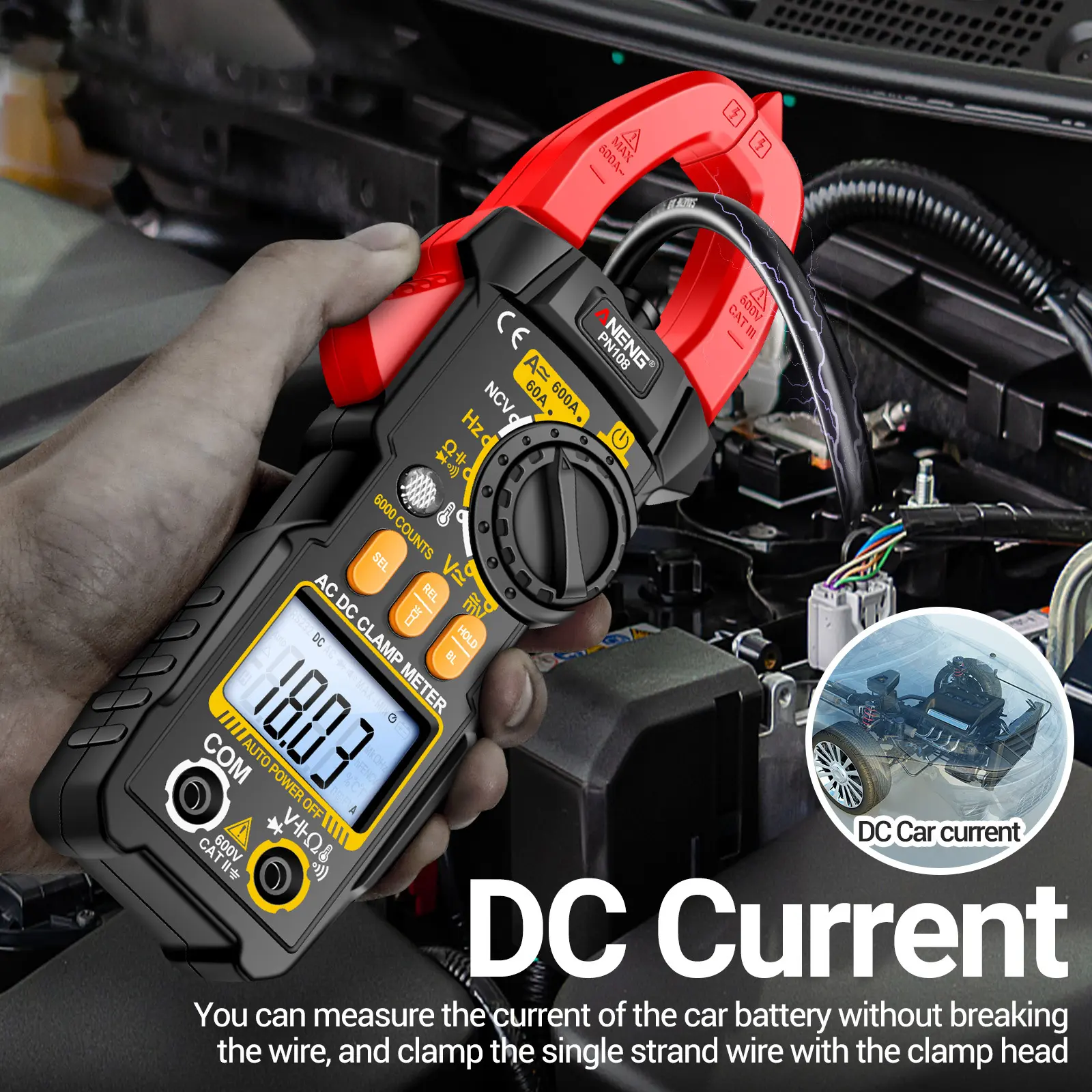ANENG PN108 Digital Clamp Meter Voltage Current Tester Professional 6000 Counts Multimeter with LCD Display Capacitance Tester