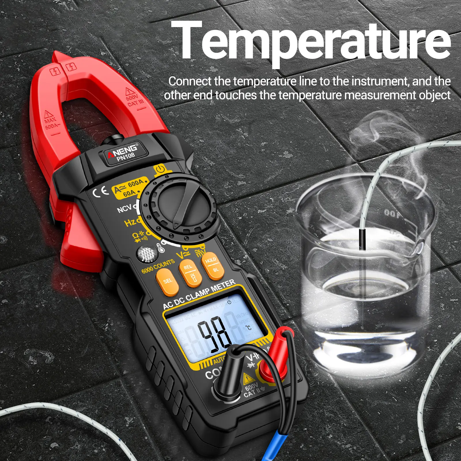 ANENG PN108 Digital Clamp Meter Voltage Current Tester Professional 6000 Counts Multimeter with LCD Display Capacitance Tester