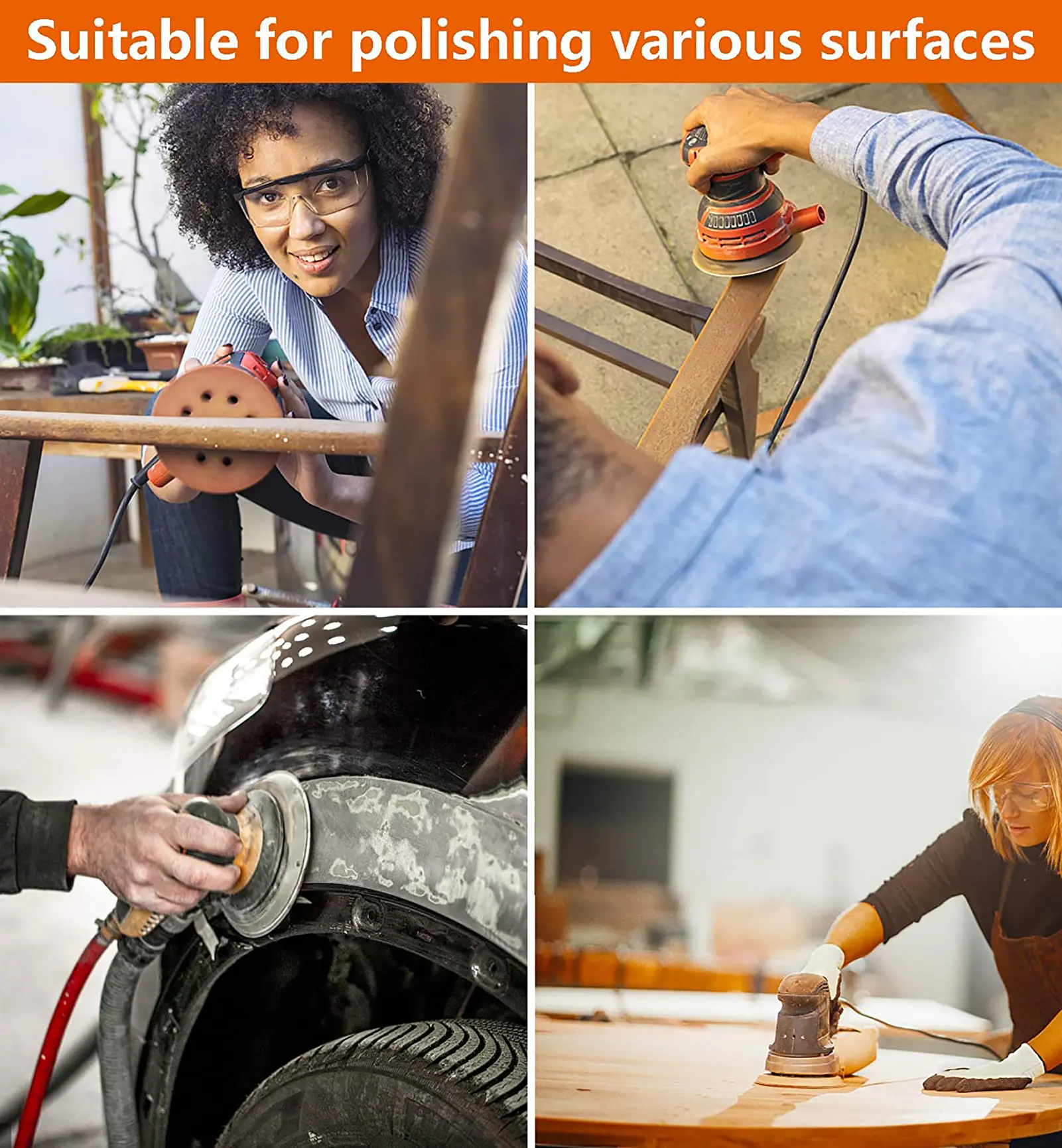 50pcs/set 150mm Sanding Discs 8 Holes Sandpaper Pads Set Hook & loop Abrasive sander paper for polishing tools