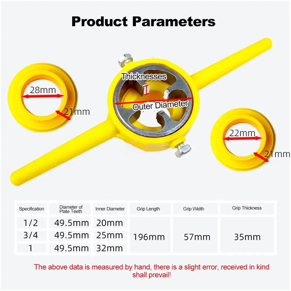 6PCS Plastic Pipe Thread Die Kit PVC/NPT Thread Maker 1/2" 3/4" 1" Plumbing Thread Tools Water Pipe Die Tap Wrench Set