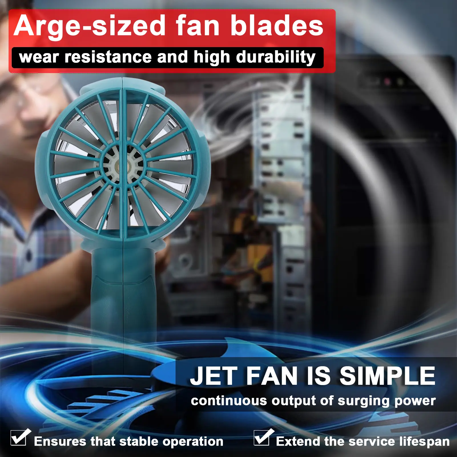 Handheld Ducted Turbofan Brush Lithium Violent Fan Car Washer Compatible with Makita Batteries (not included)