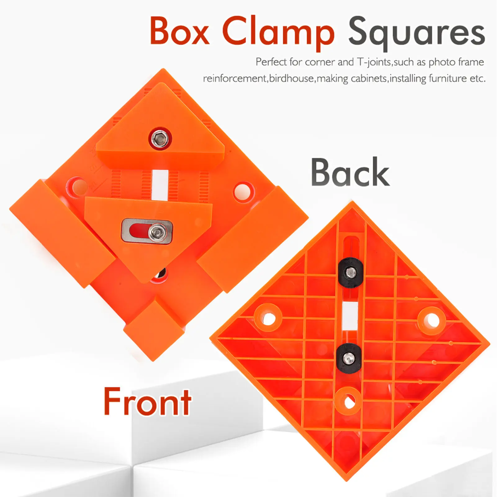 4PCS Woodworking Box Clamps Squares 90 Degree Right Angle Adjustable Stainless Steel Corner Clamping Tool Orange Corner Clamps